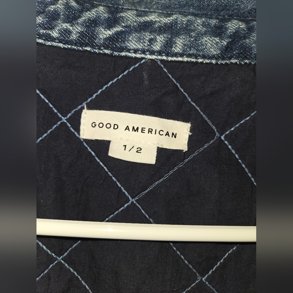 NWT Good American Quilted Relaxed Fit Denim Shacket - Picture 6 of 8